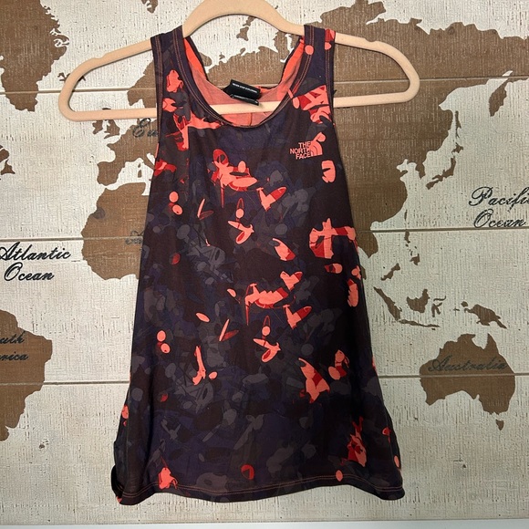 ☀️3/$25 The North Face Orange Black Scattershot Tank Top - Picture 1 of 3
